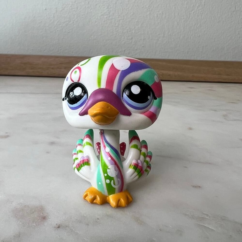 Littlest Pet Shop Postcard Pet Swan #1578 with Tattoo Design LPS
